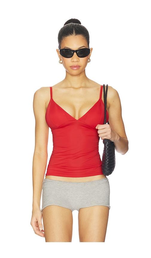 gestuz cami top in red.