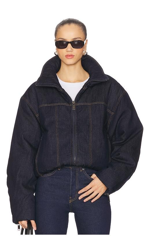 gestuz rinova puffer in blue.