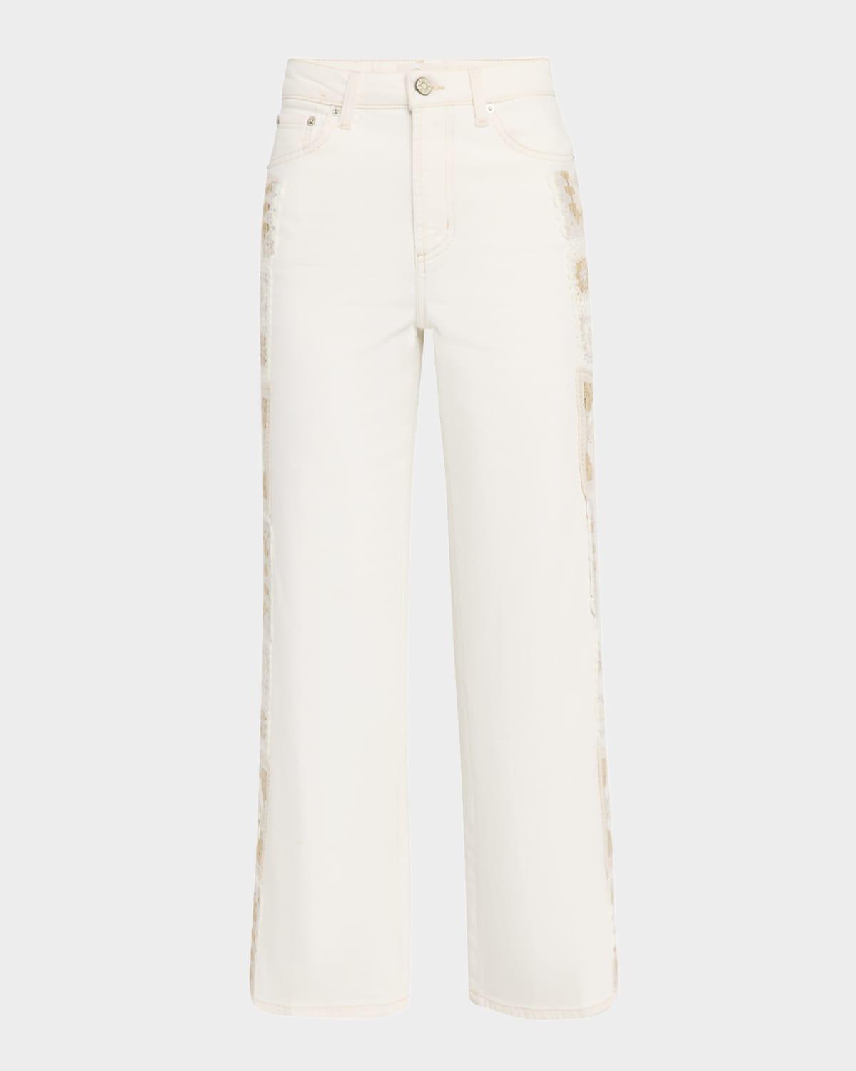 getty crochet-trim cropped jeans