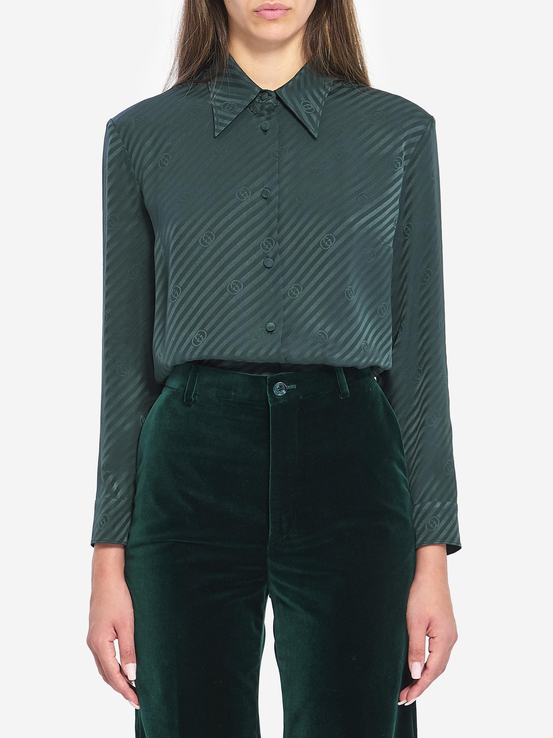 gg interlocking jacquard silk shirt