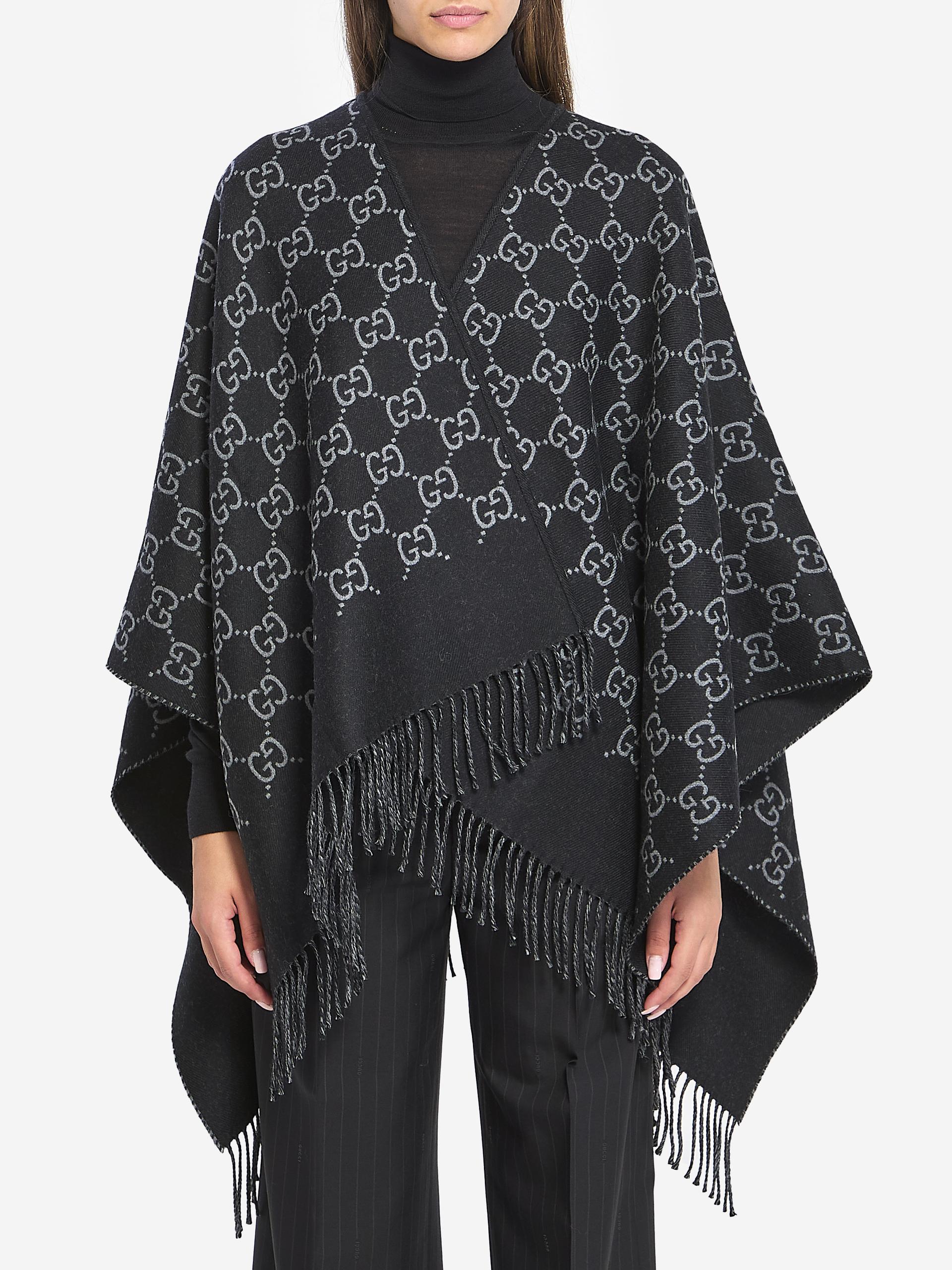 gg wool jacquard cape