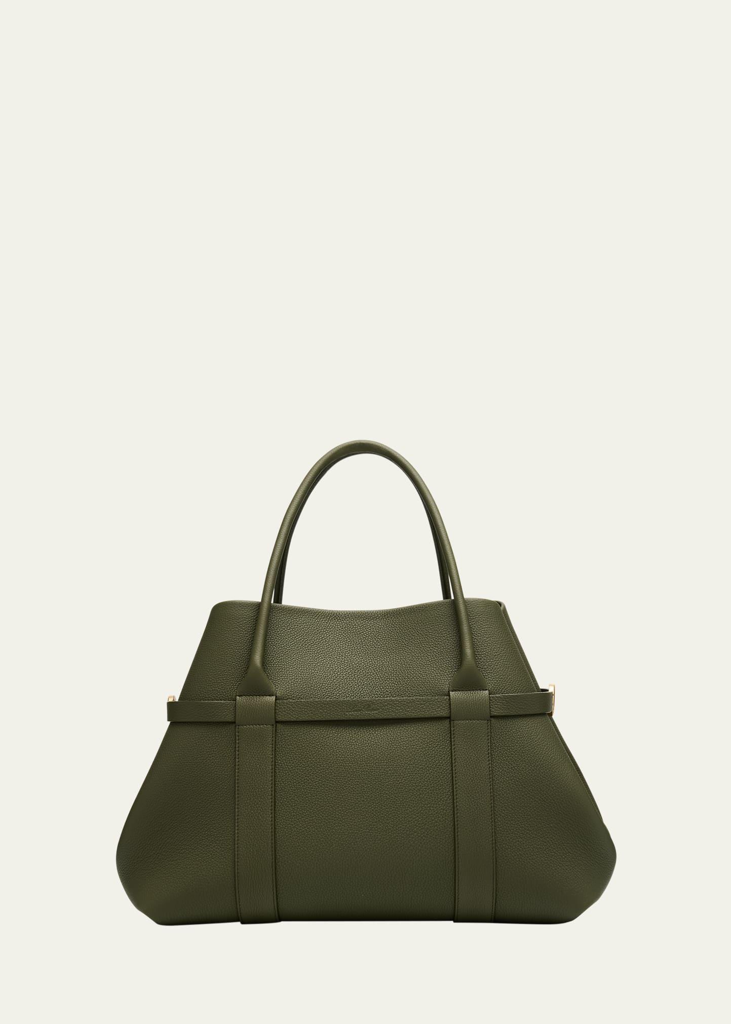 ghiera grained leather & cashmere tote back