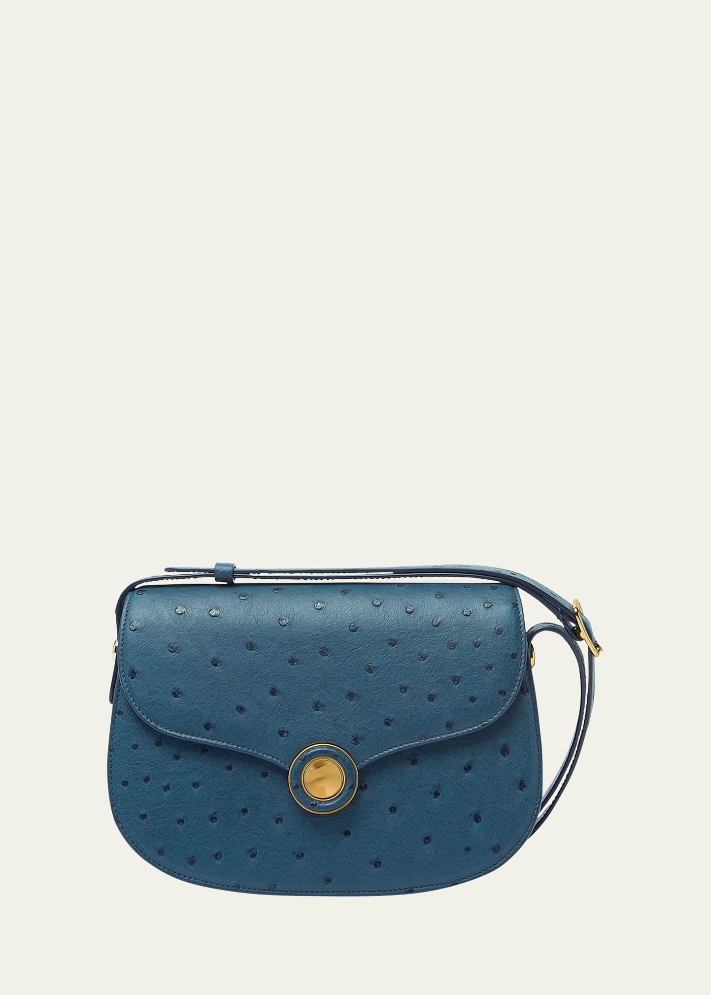 ghiera small ostrich leather crossbody bag