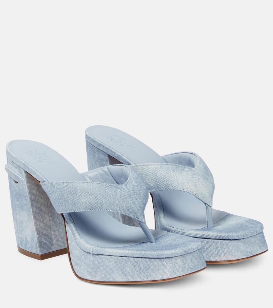 gia borghini gia 17 uni denim platform thong sandals