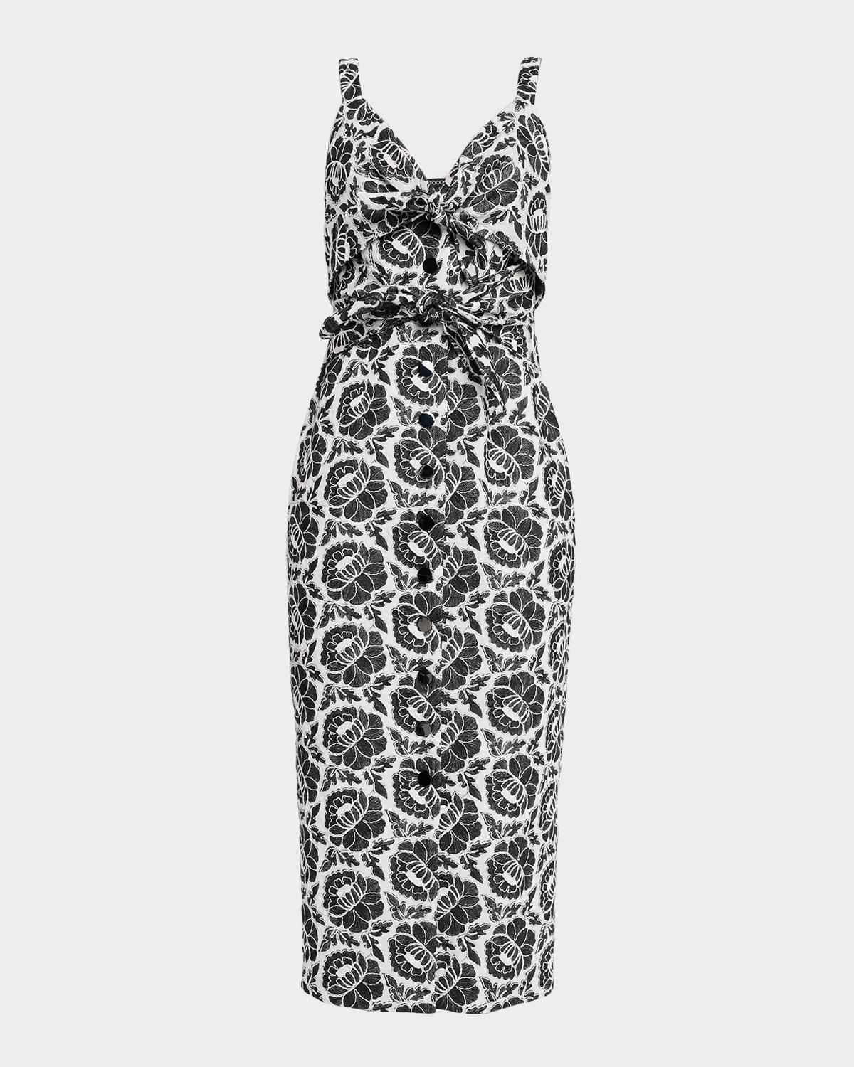 gia double tie-front midi dress