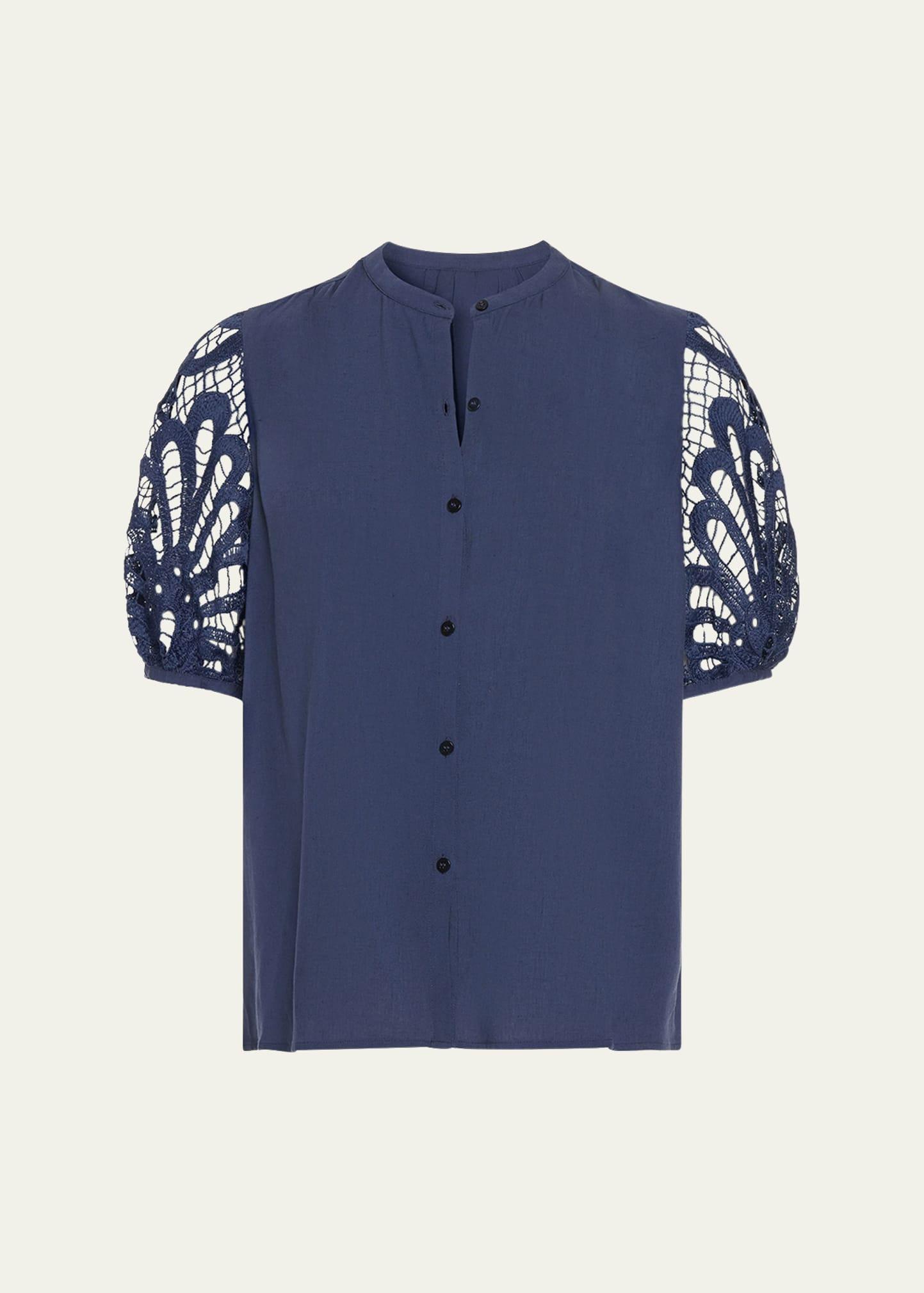 gia open-knit short-sleeve blouse