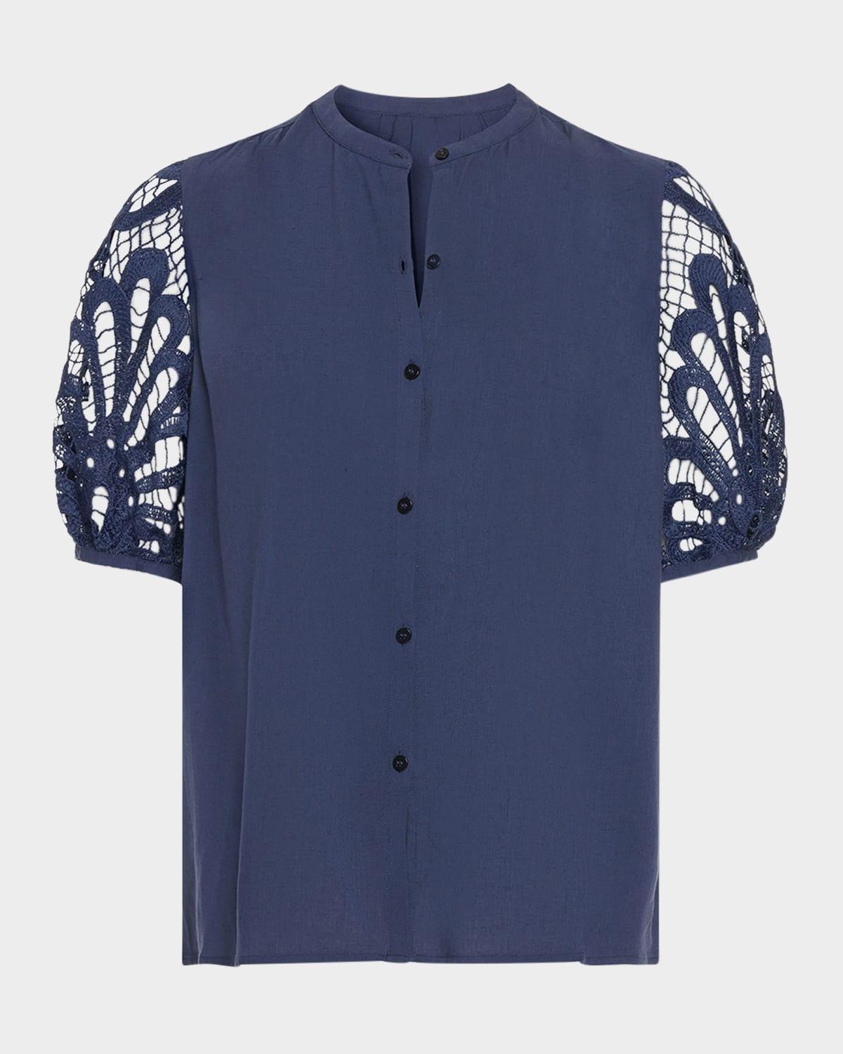gia open-knit short-sleeve blouse