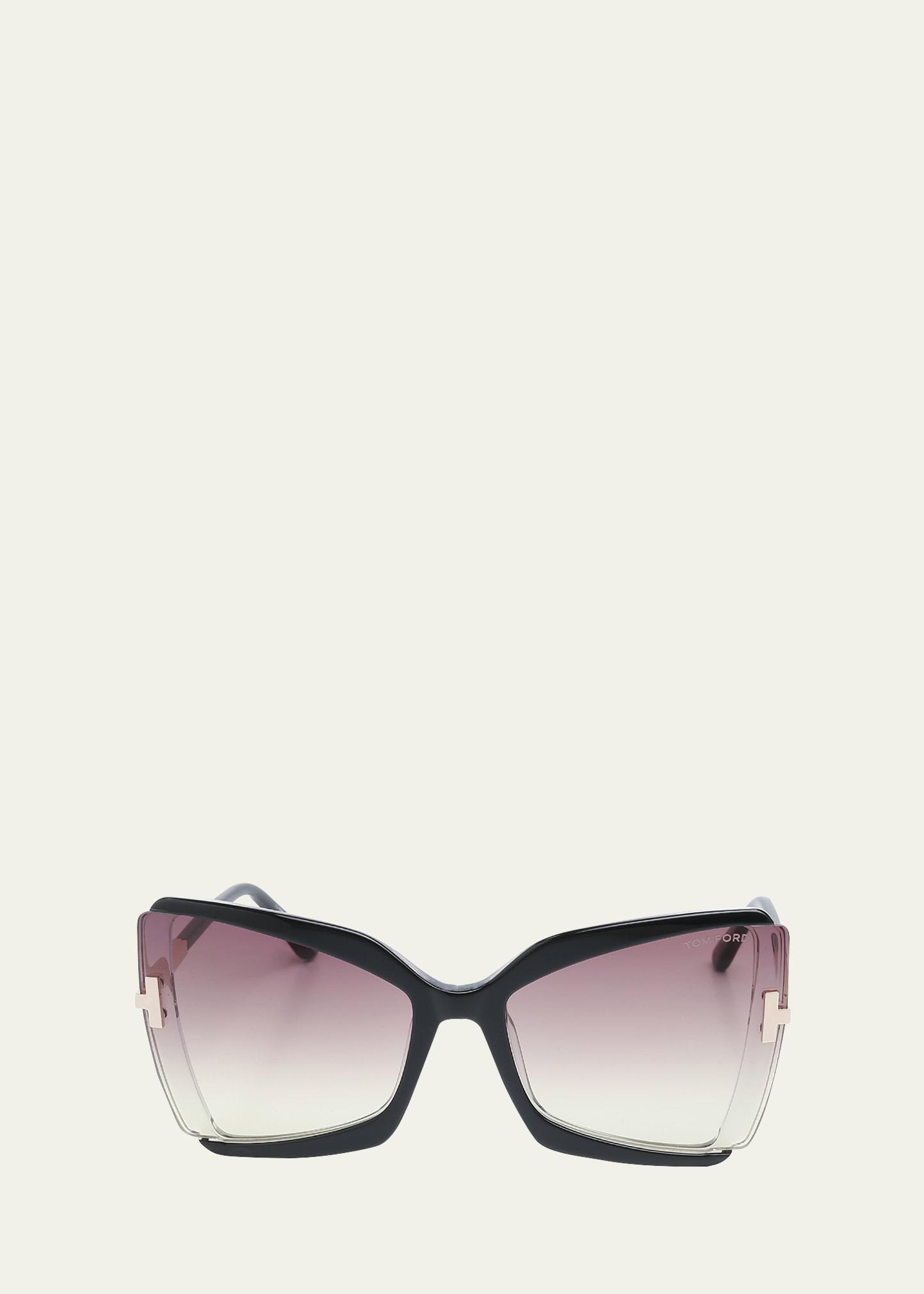 gia semi-rimmed acetate butterfly sunglasses