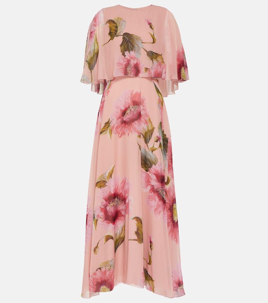 giambattista valli caped floral silk georgette gown