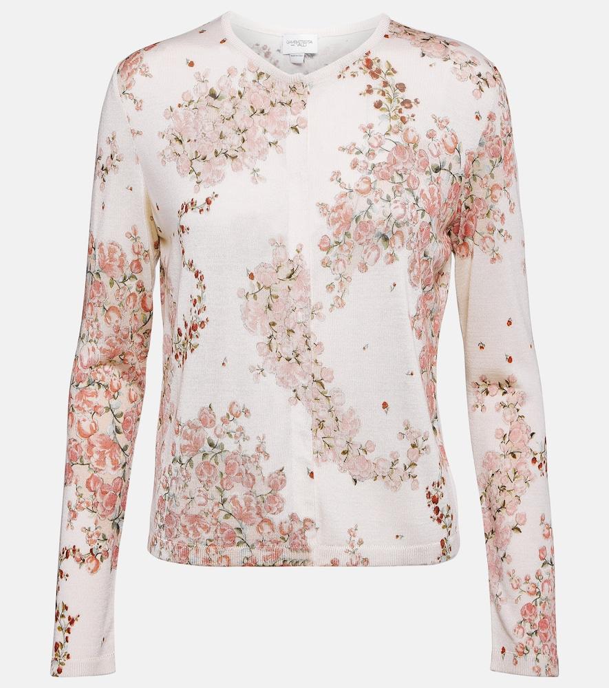 giambattista valli floral cashmere and silk cardigan