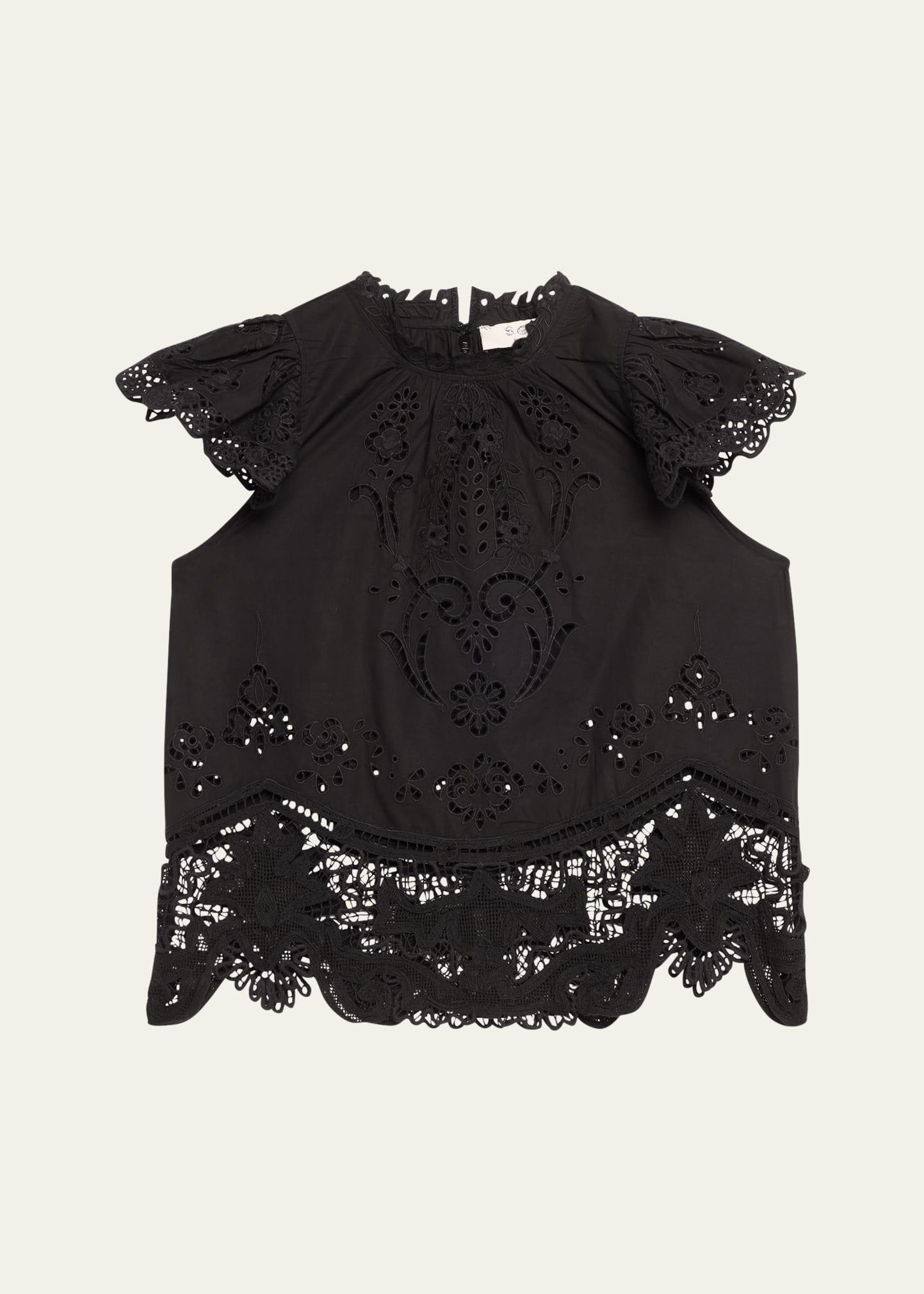 gianna lace flutter-sleeve top