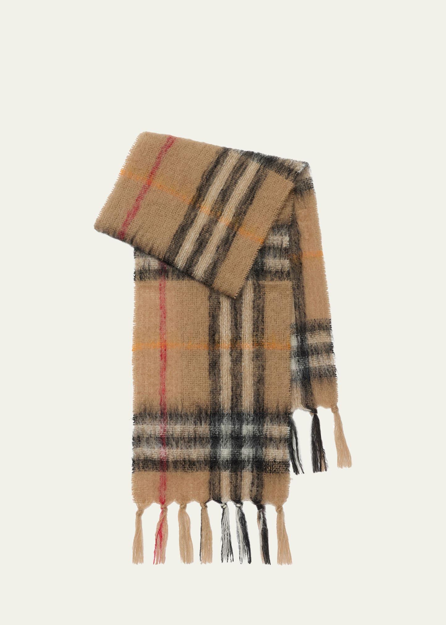 giant check mohair & wool scarf
