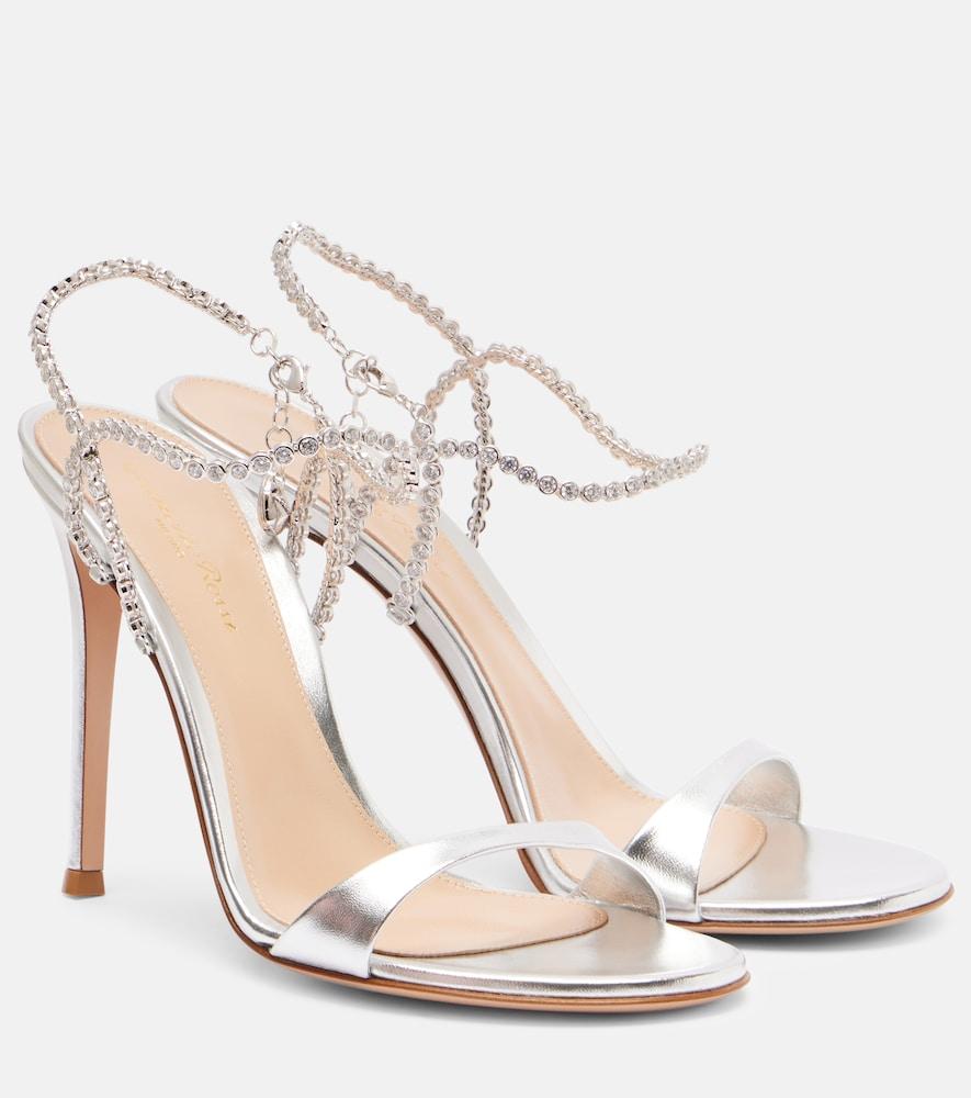 gianvito rossi 105 embellished metallic leather sandals
