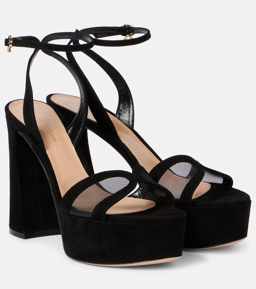 gianvito rossi 120 suede and mesh platform sandals