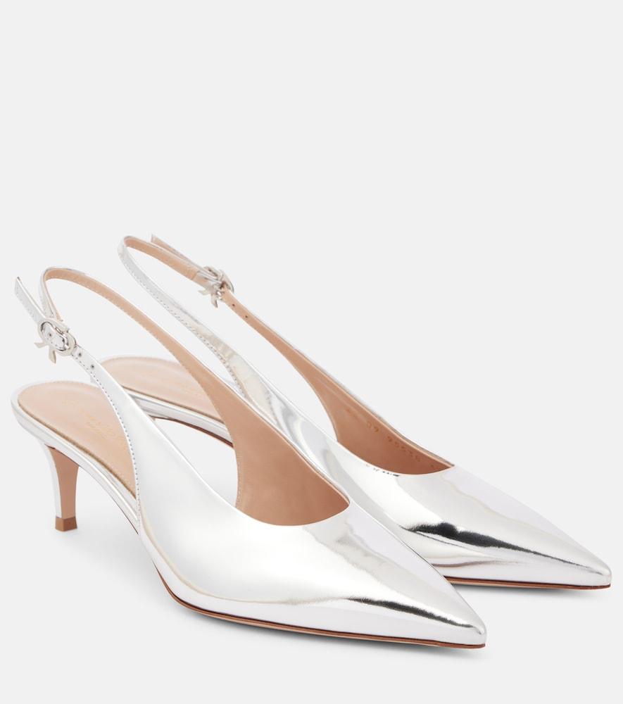 gianvito rossi 55 metallic leather slingback pumps