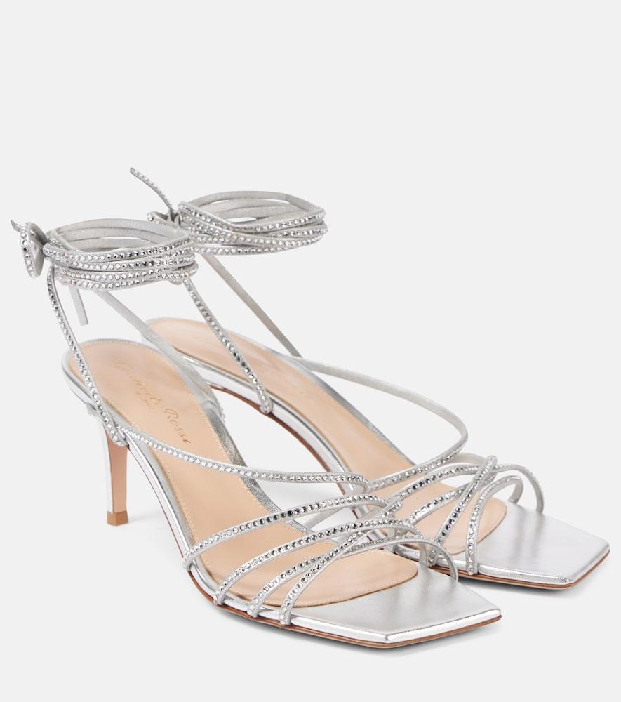 gianvito rossi 70 embellished metallic leather sandals