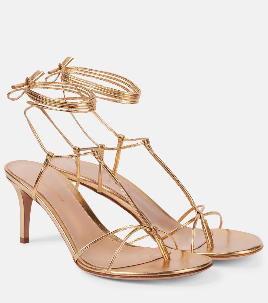 gianvito rossi 70 metallic leather thong sandals