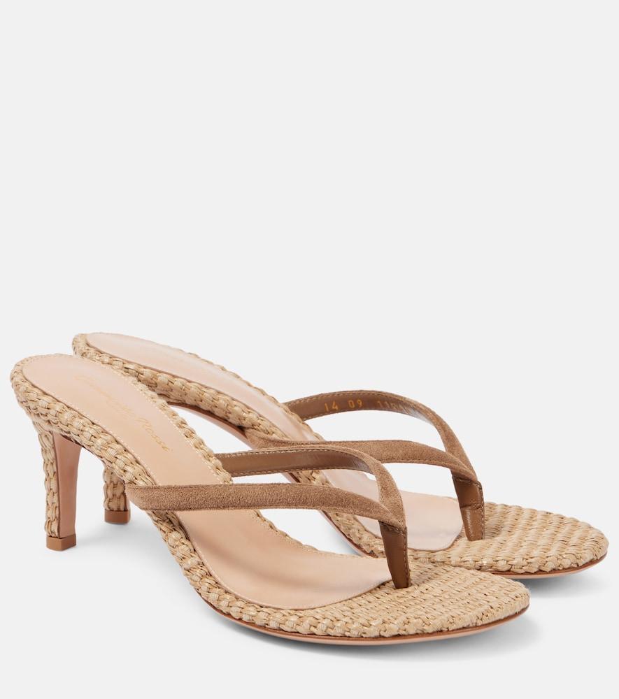 gianvito rossi 70 raffia and suede mules