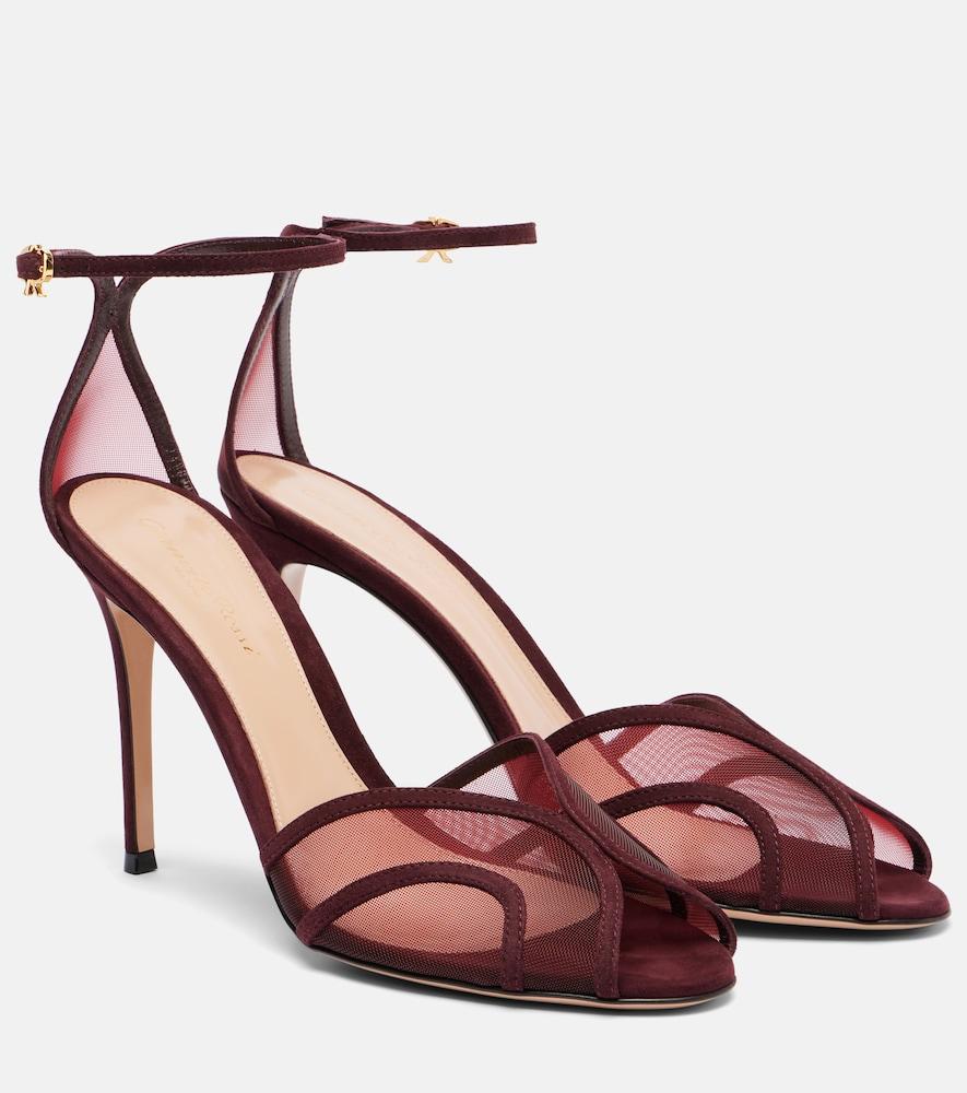 gianvito rossi 95 suede and mesh sandals