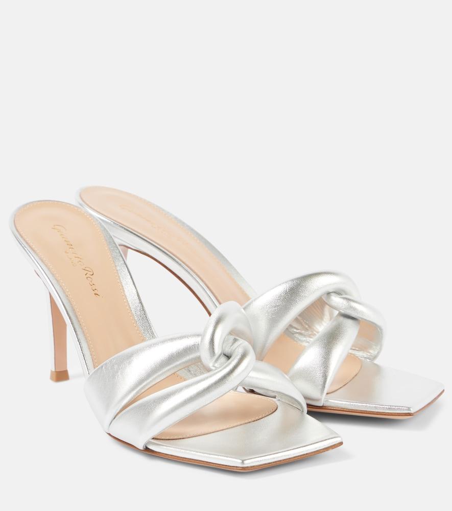gianvito rossi amour 90 metallic leather mules