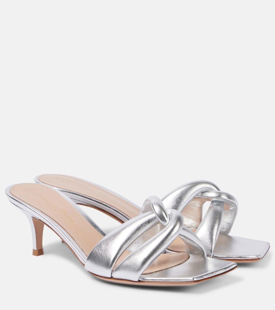 gianvito rossi amour metallic leather mules