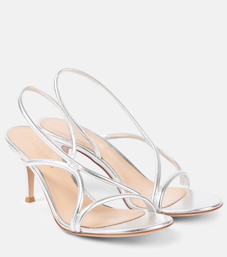 gianvito rossi cage 70 metallic leather sandals