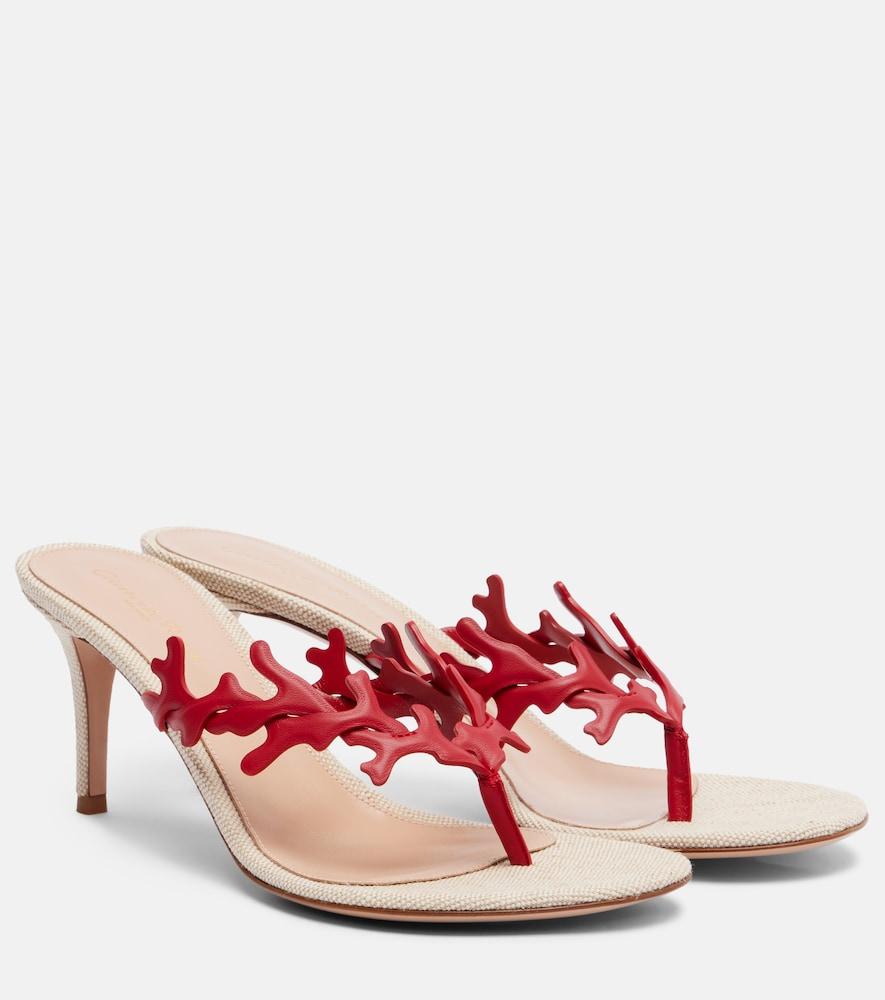gianvito rossi canvas and leather thong sandals