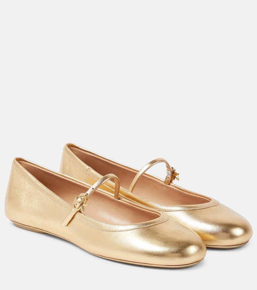 gianvito rossi carla metallic leather ballet flats
