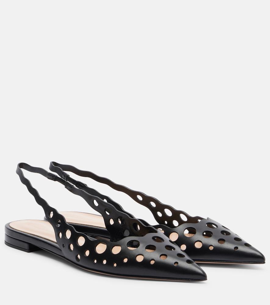 gianvito rossi cutout leather slingback flats