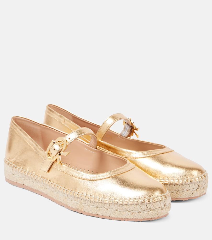 gianvito rossi elda metallic leather espadrilles
