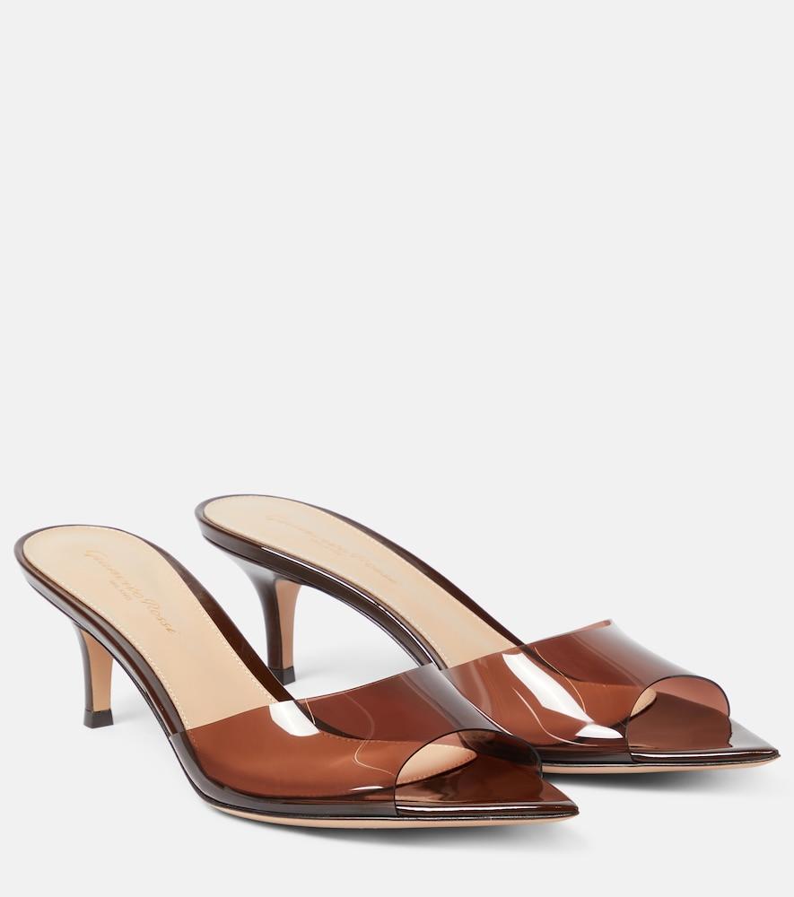 gianvito rossi elle 55 tpu and patent leather mules