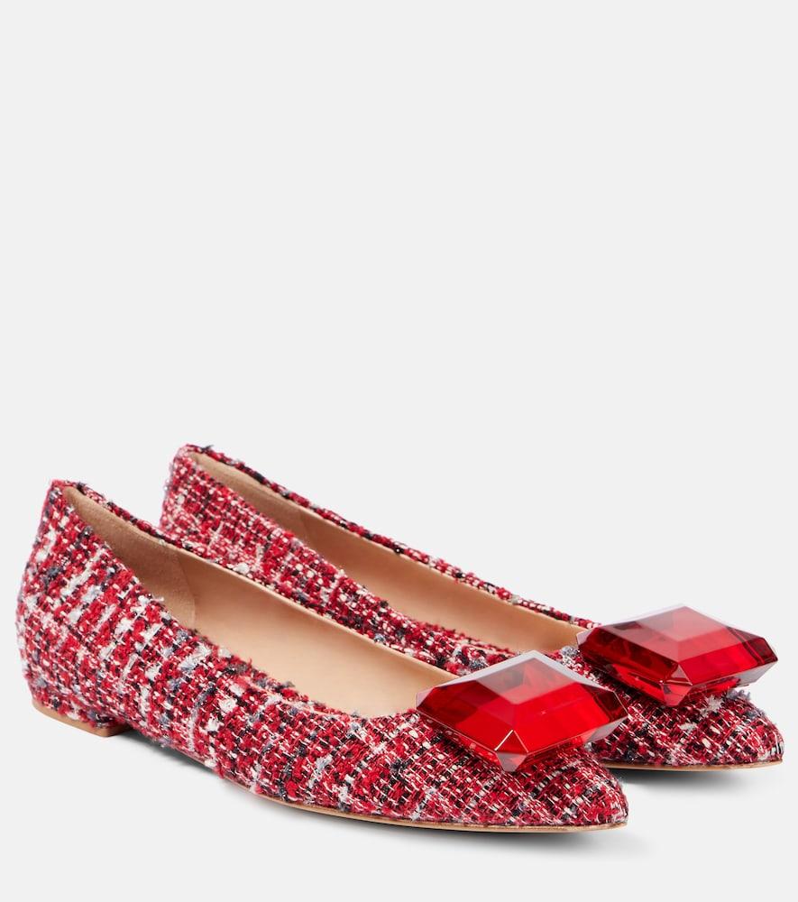 gianvito rossi embellished bouclé ballet flats