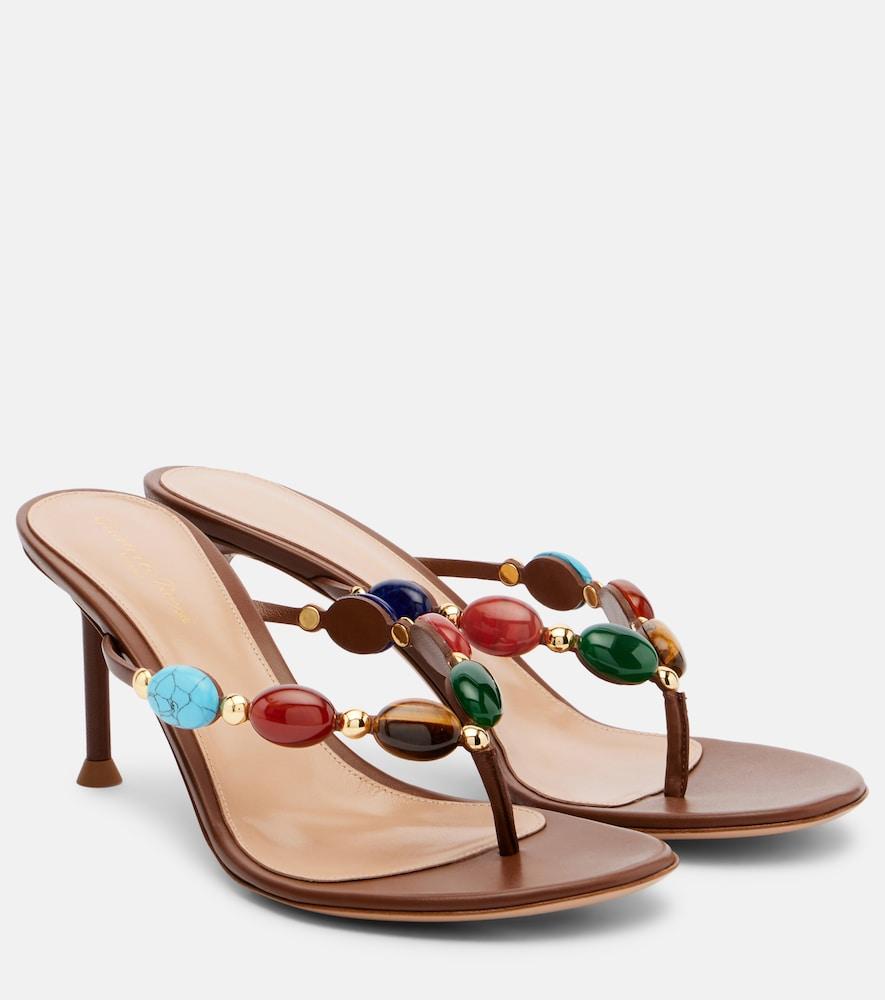 gianvito rossi embellished leather thong sandals