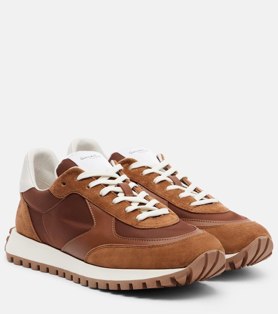 gianvito rossi gravel leather and suede sneakers