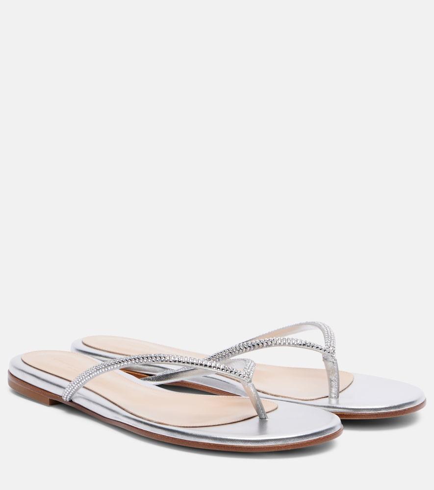 gianvito rossi india metallic leather thong sandals
