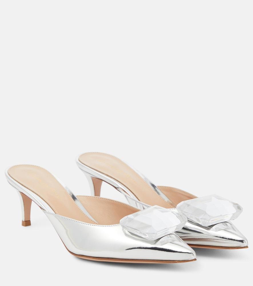 gianvito rossi jaipur 55 embellished metallic leather mules