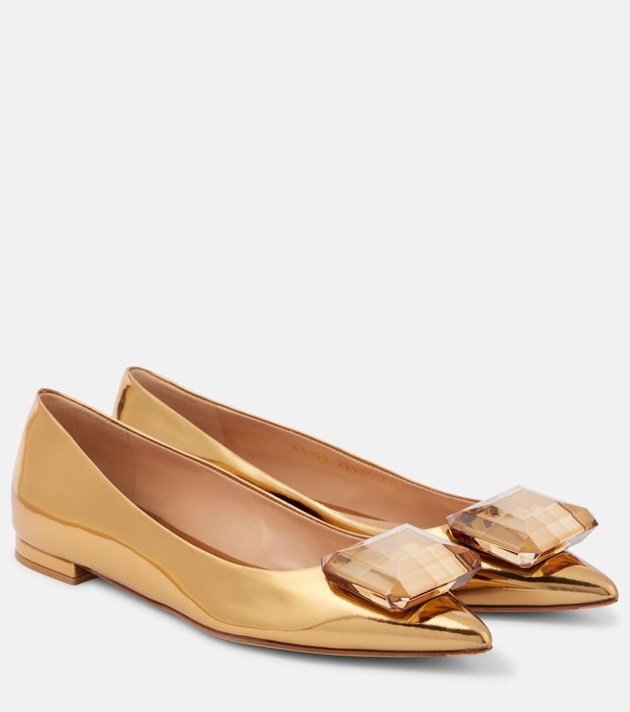 gianvito rossi jaipur metallic leather ballet flats