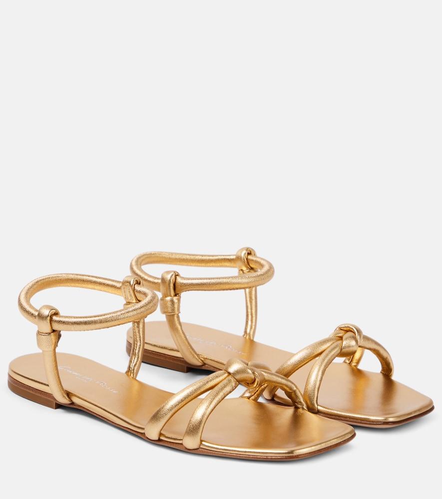 gianvito rossi juno 05 metallic leather sandals