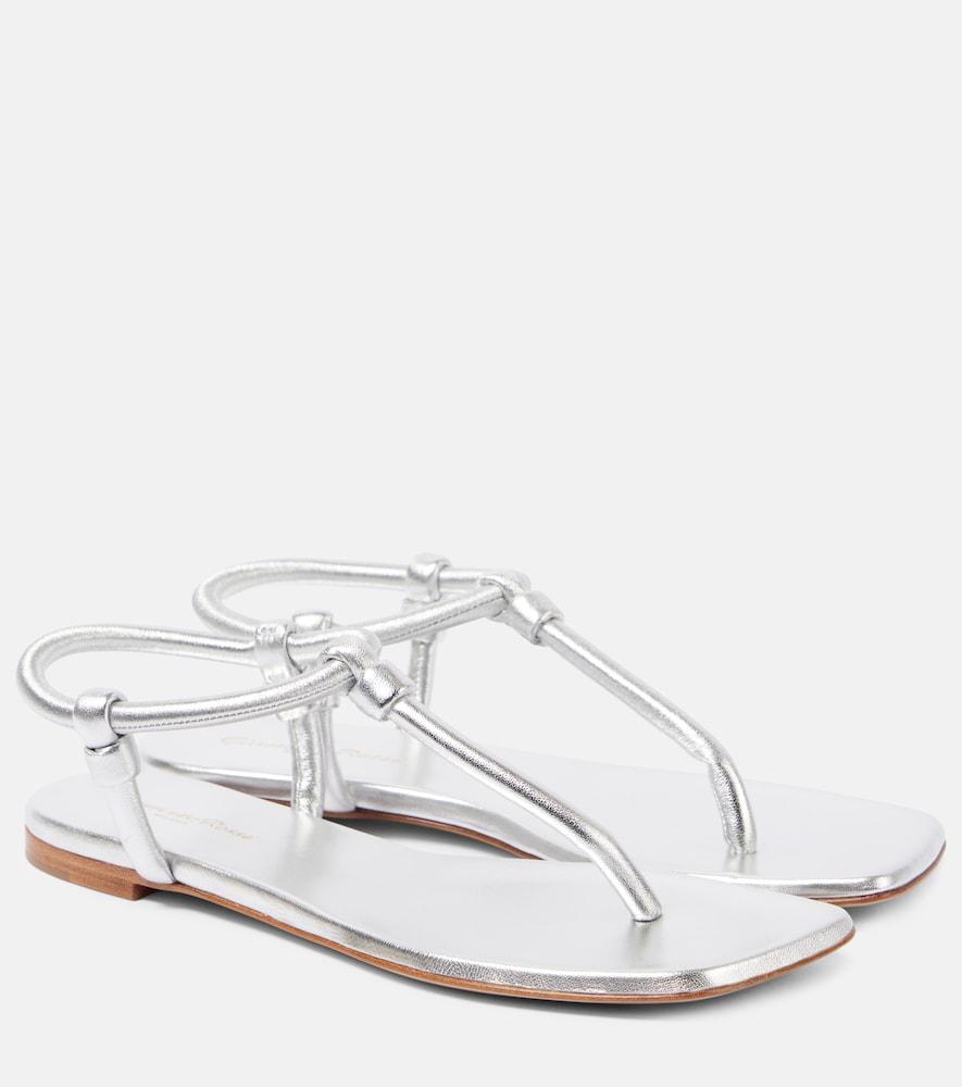 gianvito rossi juno metallic leather thong sandals