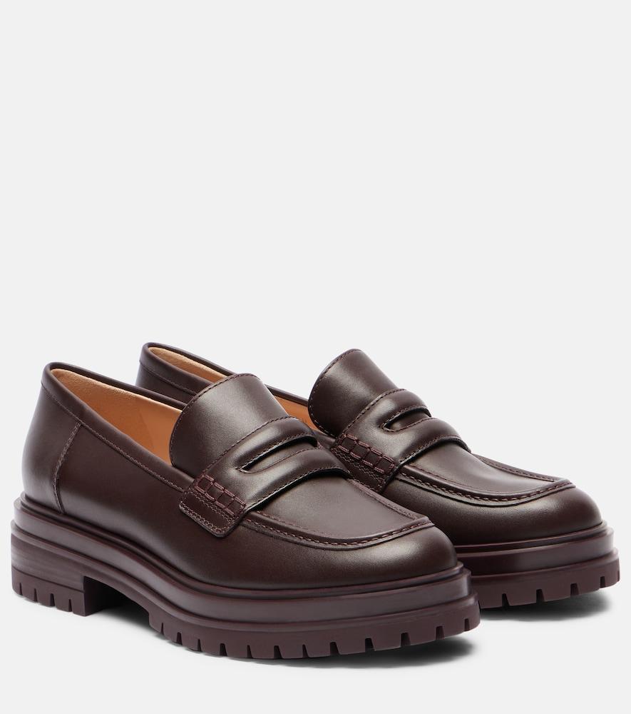 gianvito rossi leather penny loafers