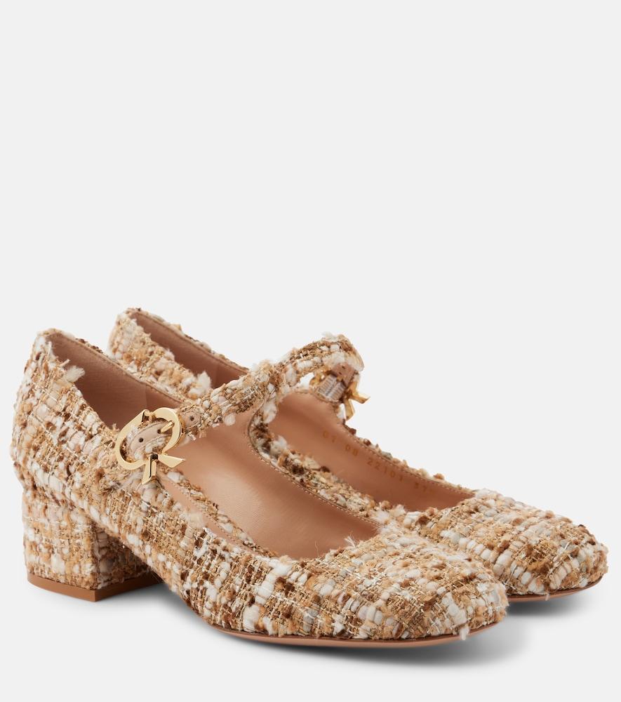 gianvito rossi mary ribbon 45 bouclé mary jane pumps