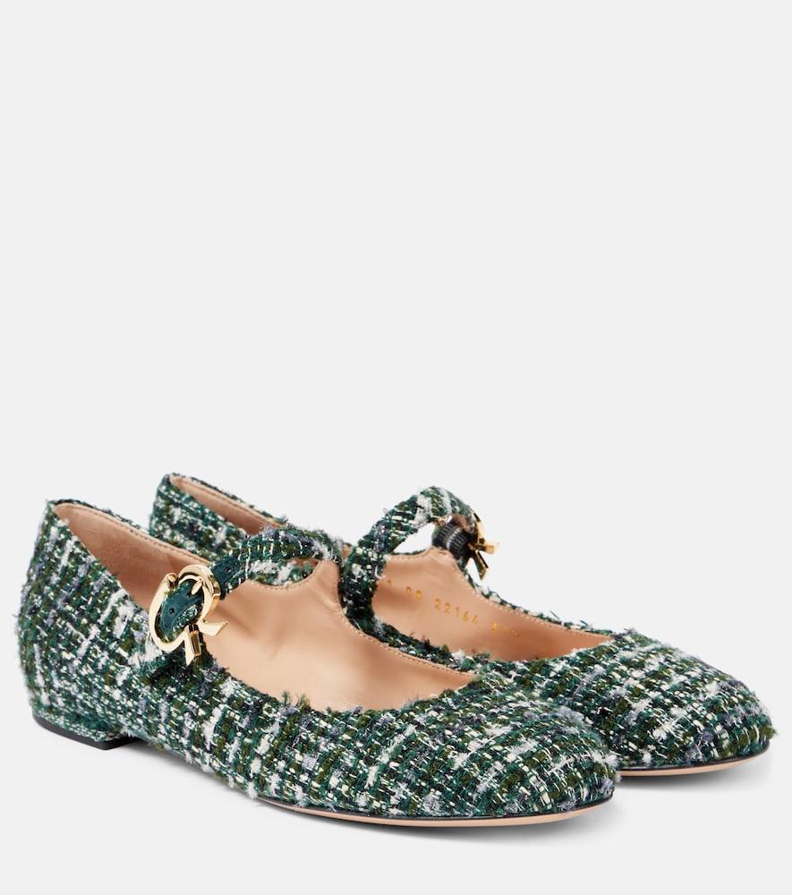 gianvito rossi mary ribbon bouclé mary jane flats