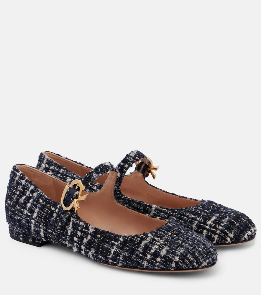 gianvito rossi mary ribbon bouclé mary jane flats