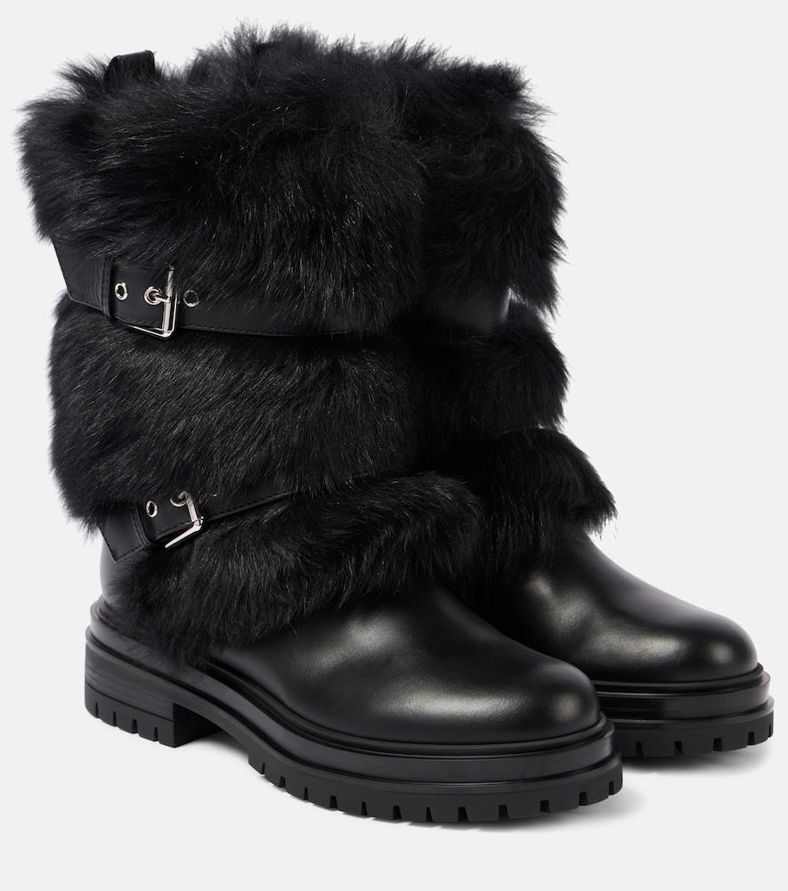 gianvito rossi maverick leather and shearling biker boots
