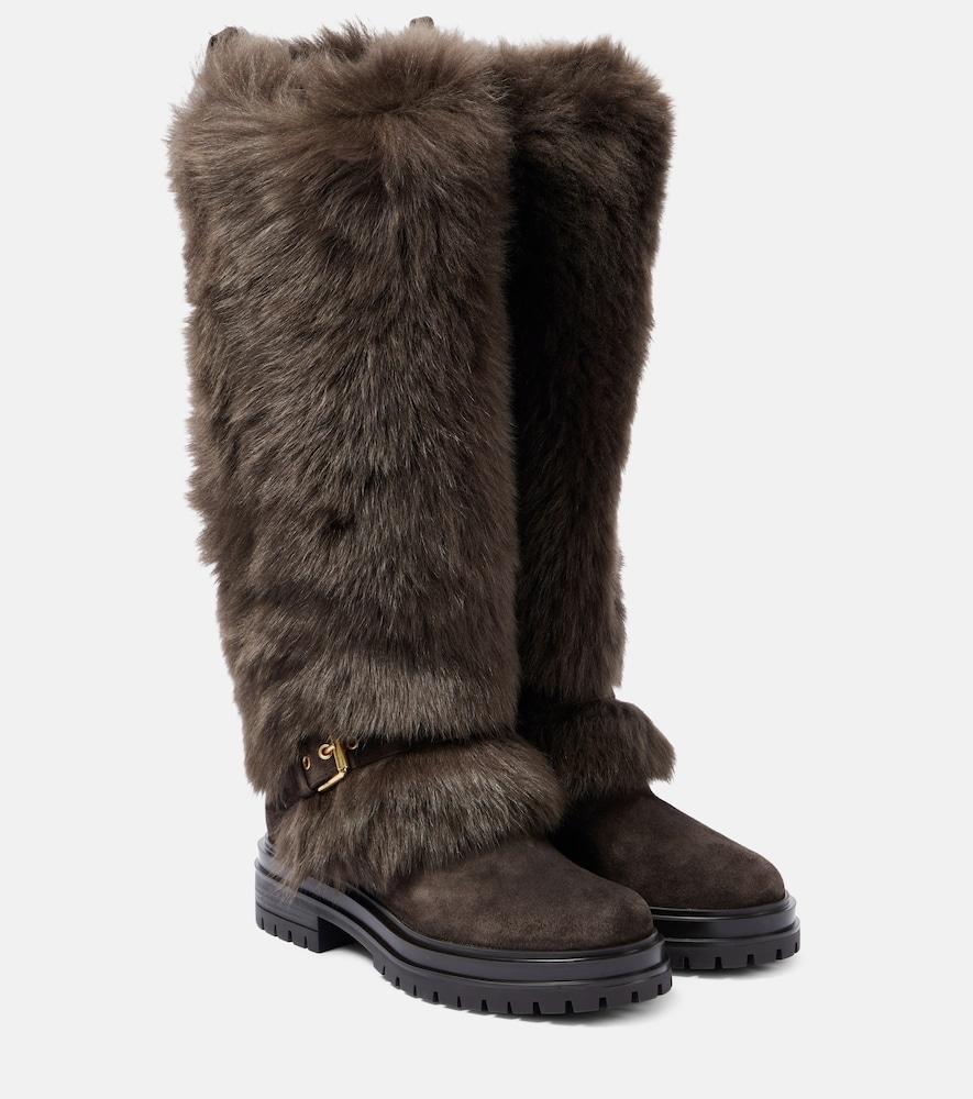 gianvito rossi maverick shearling and suede snow boots