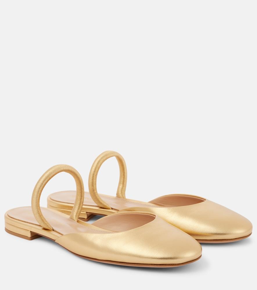 gianvito rossi metallic leather ballet flats