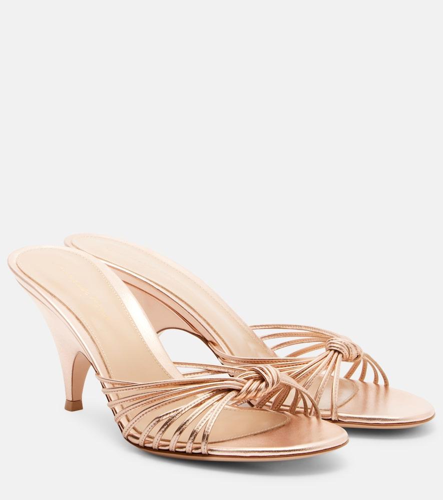 gianvito rossi metallic leather mules