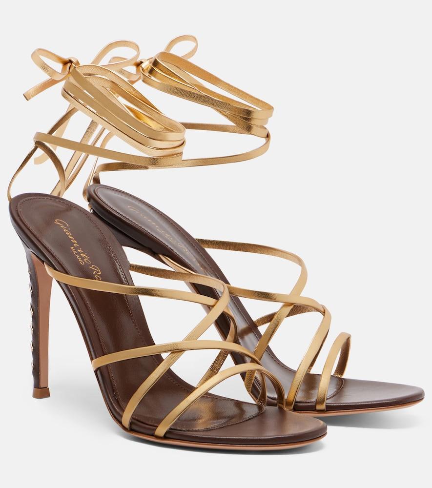 gianvito rossi metallic leather sandals