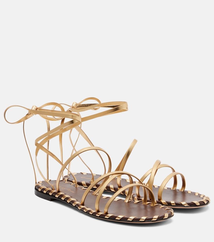 gianvito rossi metallic leather sandals