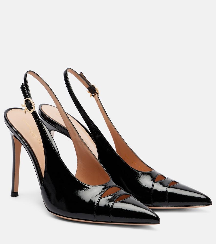 gianvito rossi patent leather slingback pumps